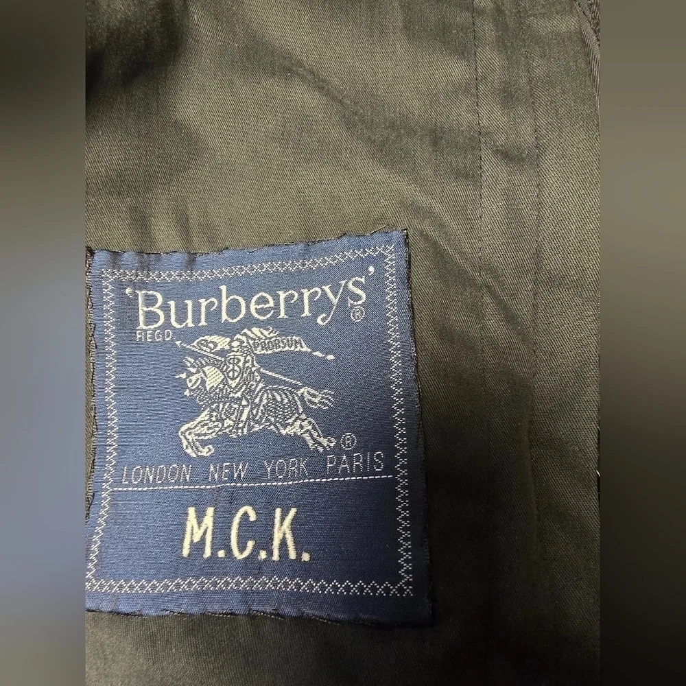 Burberry Trench Coat Women's Long Black Wool Satin lined Sz.4 XLong VINTAGE - Picture 14 of 15